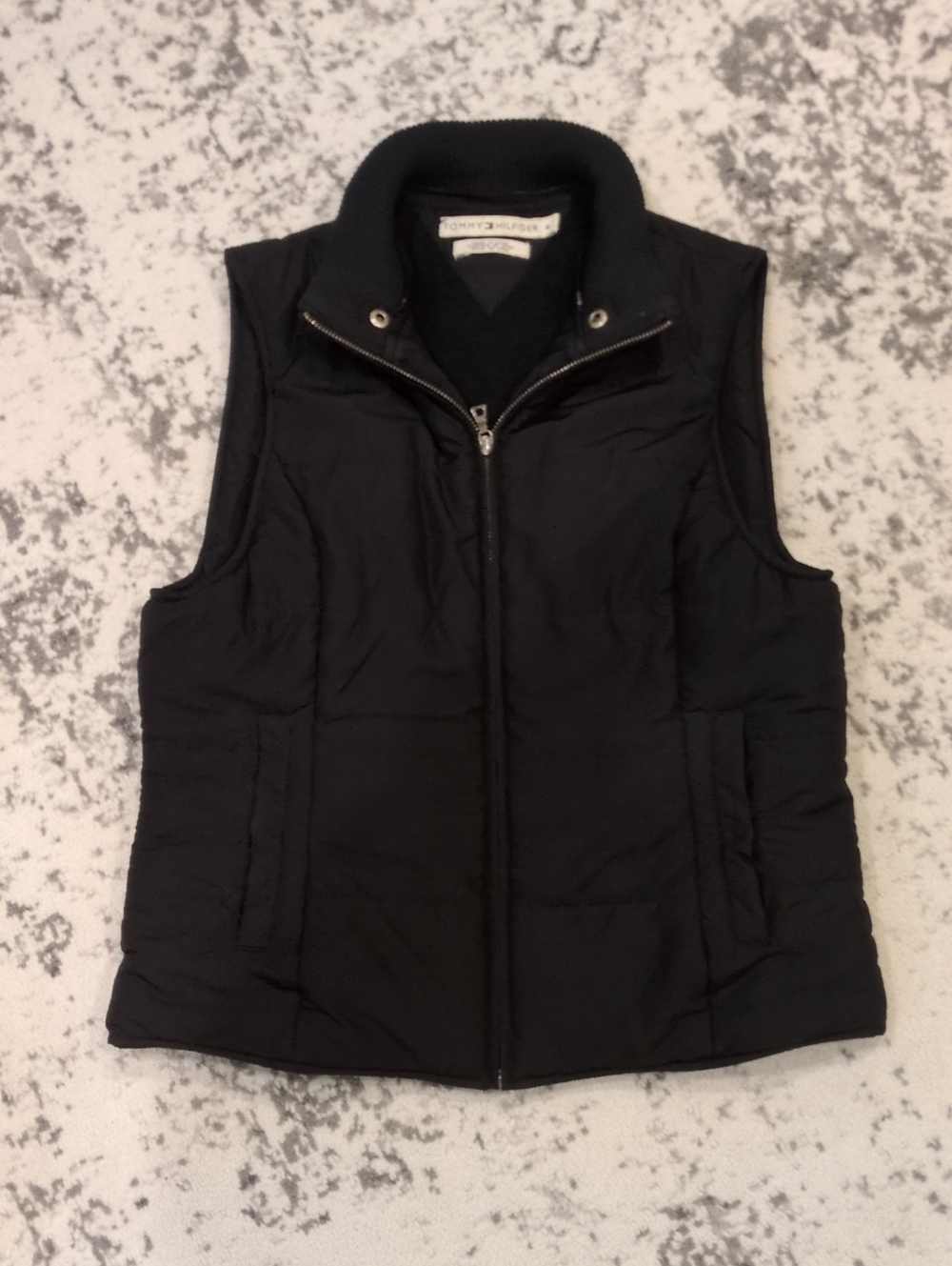 Tommy Hilfiger Black Quilted Puffer Vest with Stand Collar